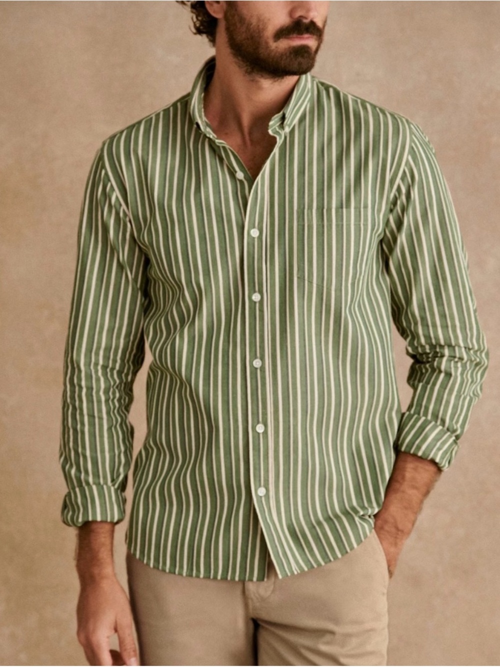 NWT Octobre Charlie Shirt in Green Stripe